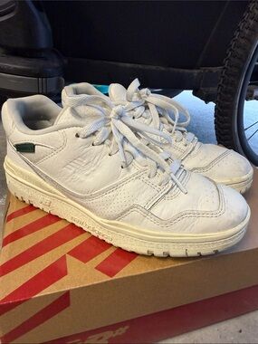 New Balance White Leather Low-Top Sneakers (Unisex)